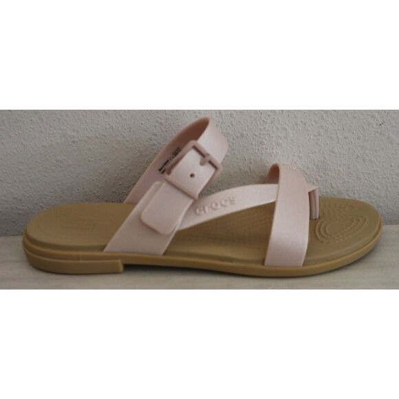 CROCS 208666-6TY Women's Sz 8 Pink Clay Tulum Shimmer Toe Post Sandals - Picture 2 of 7
